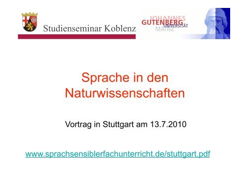 Vortrag - Staatliches Seminar fÃ¼r Didaktik und Lehrerbildung Stuttgart