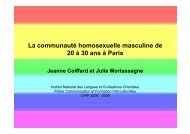 La communautÃ© homosexuelle masculine de 20 Ã  30 ans Ã  Paris
