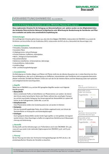 VERARBEITUNGSHINWEISE ALLGEMEIN - Semmelrock