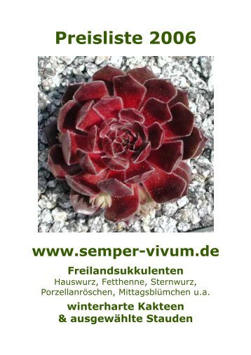 Preisliste 2006 - Semper-vivum.de