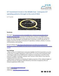 JSB Market Research: ICT investment trends in the Middle East - Enterprise ICT spending patterns through to the end of 2015