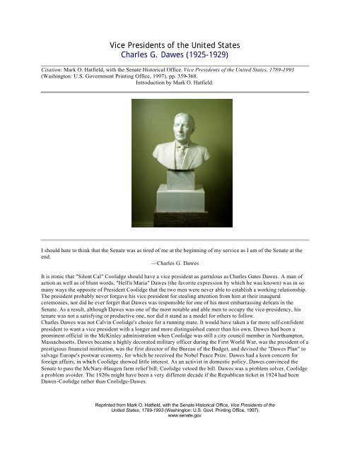 Vice Presidents of the United States Charles G. Dawes ... - U.S. Senate