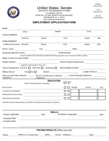 employement application form