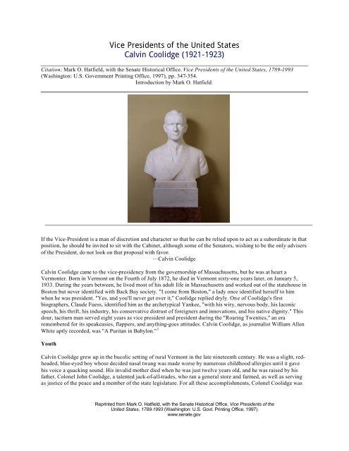 Vice Presidents of the United States Calvin Coolidge ... - U.S. Senate