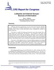 Lobbyists and Interest Groups: Sources of Information - U.S. Senate