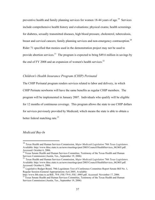 texas senate committee on health and human services interim report ...