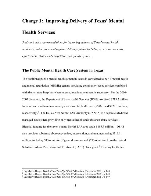 texas senate committee on health and human services interim report ...