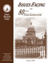 Issues Facing the 80th Texas Legislature: a Briefing Report - Senate