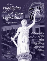 Highlights 77th Texas Legislature - Senate