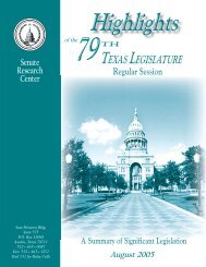 Highlights of the 79th Texas Legislature - Senate