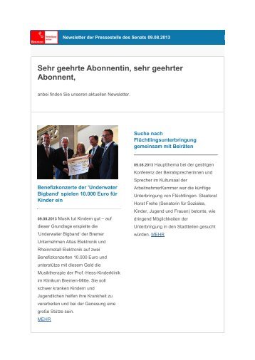 Sehr geehrte Abonnentin, sehr geehrter Abonnent,