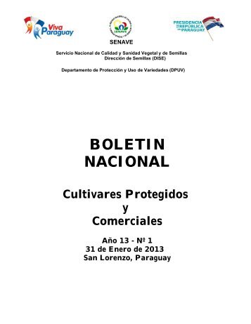 Boletin Nacional de Cultivares Protegidos y Comerciales ... - senave