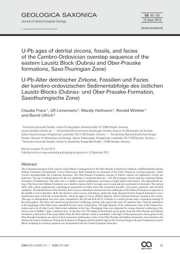 U-Pb ages of detrital zircons, fossils, and facies of the Cambro ...