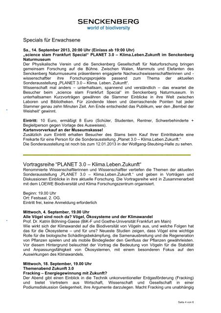 download Begleitprogramm PLANET 3.0 - Senckenberg Museum