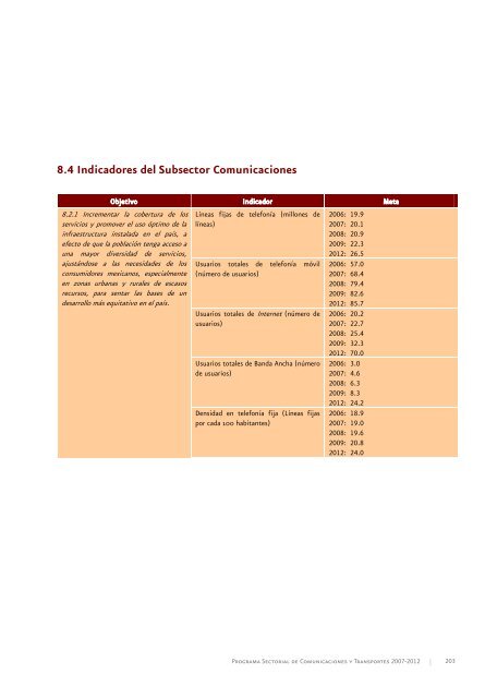 Programa Sectorial de Comunicaciones y Transportes 2007 - Seneam