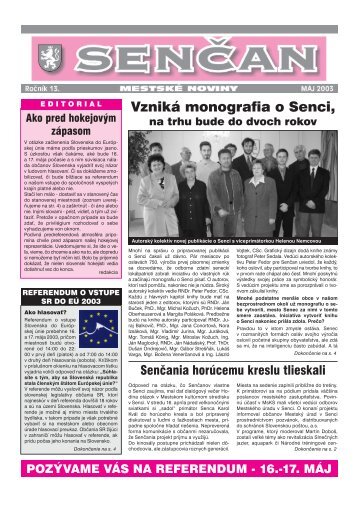 VznikÃ¡ monografia o Senci, - Mesto Senec