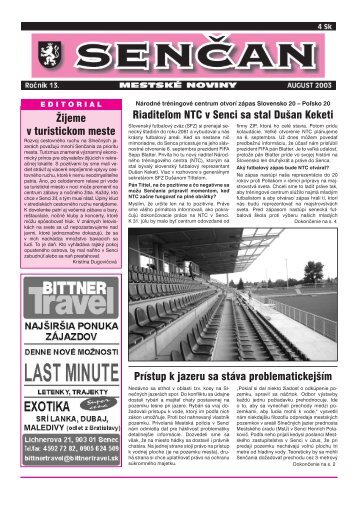 RiaditeÄ¾om NTC v Senci sa stal DuÅ¡an Keketi Å½ijeme ... - Mesto Senec