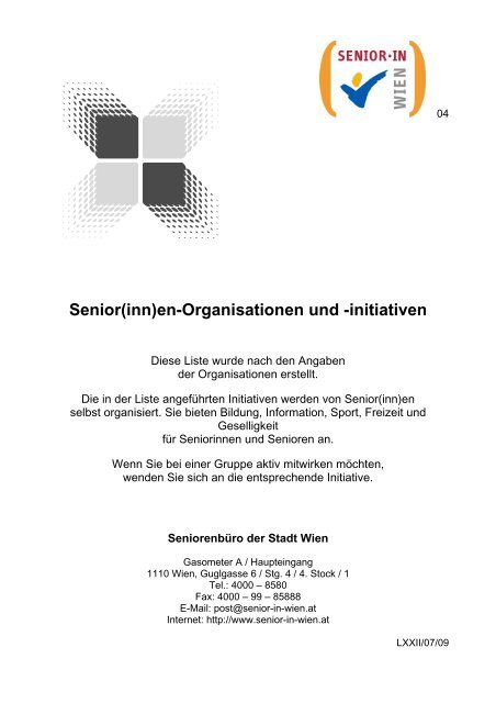 Senior(inn)en-Organisationen und -initiativen - SeniorÂ·In Wien