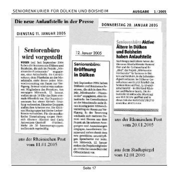 SENIORENKURIER FÃR DÃLKEN UND BOISHEIM Seite 17