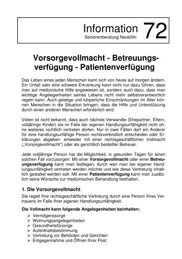 72 Vorsorgevollmacht-BetreuungsverfÃ¼gung-PatientenverfÃ¼gung