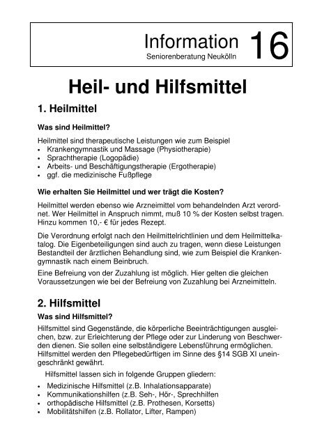 16 Heil- und Hilfsmittel - Seniorenberatung NeukÃ¶lln