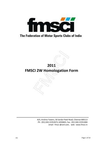 2011 FMSCI 2W Homologation Form - The FMSCI