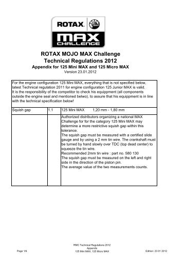 2012 International Technical Regulations (Mini/Micro MAX) - Rotax ...