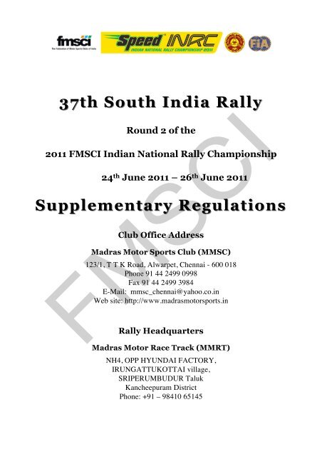 37th South India Rally 37th South India Rally ... - The FMSCI