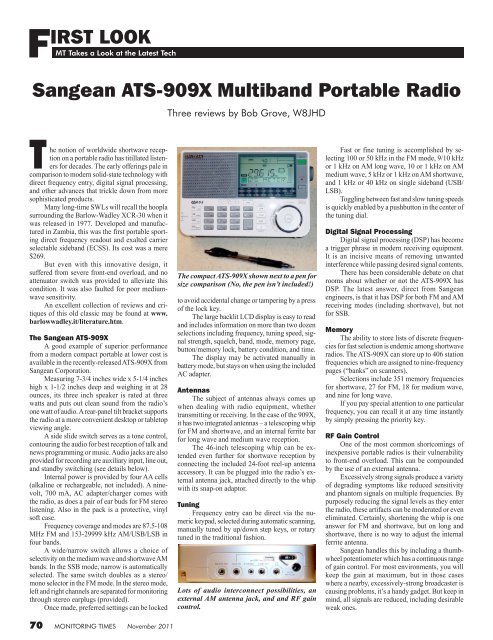 FIRST LOOK Sangean ATS-909X Multiband ... - Monitoring Times