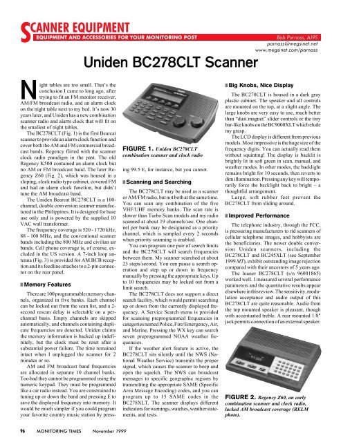 Uniden BC278CLT - Monitoring Times