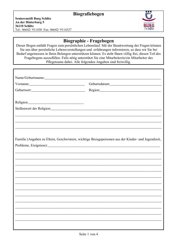 Biografiebogen Magazine