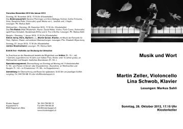 Musik und Wort Martin Zeller, Violoncello Lina ... - Seniorweb.ch