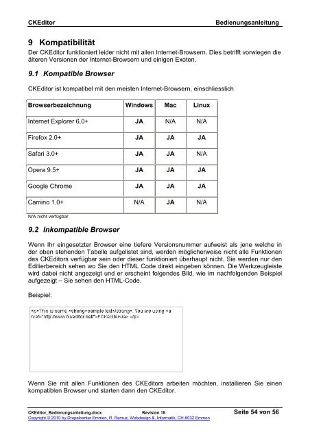 Bedienungsanleitung CKEditor - Seniorweb.ch