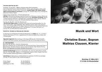 Musik und Wort Christine Esser, Sopran Mathias ... - Seniorweb.ch
