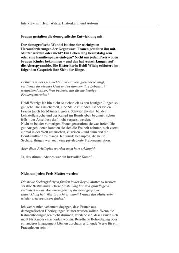 Interview mit Heidi Witzig, Historikerin und Autorin ... - Seniorweb.ch