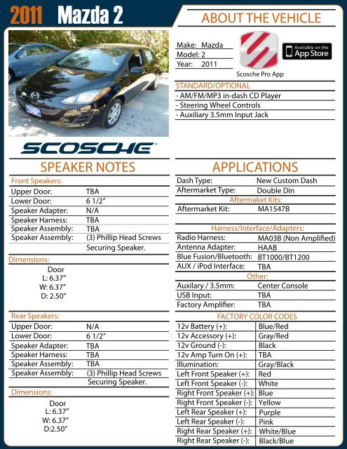 Mazda 2 2011 - Scosche