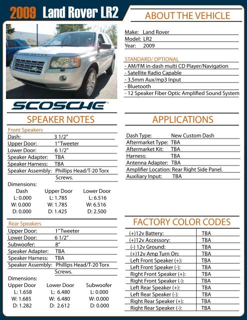 2009 Land Rover LR2 AE Page 1 - Scosche