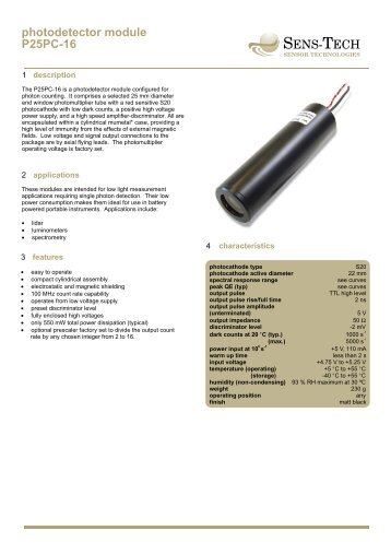 photodetector module P25PC-16 ENS- ECH - Sens Tech