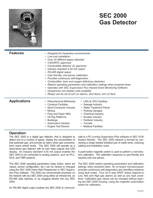 SEC 2000 Gas Detector 2_2003 - Sensor Electronics