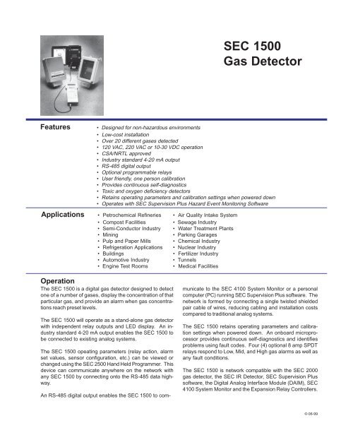 SEC 1500 Gas Detector Sensor Electronics