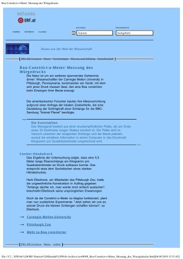 Boa-Constrict-o-Meter: Messung des WÃ¼rgedrucks