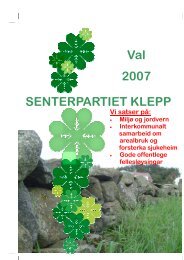Valgbrosjyre Klepp SP 2007 - Senterpartiet