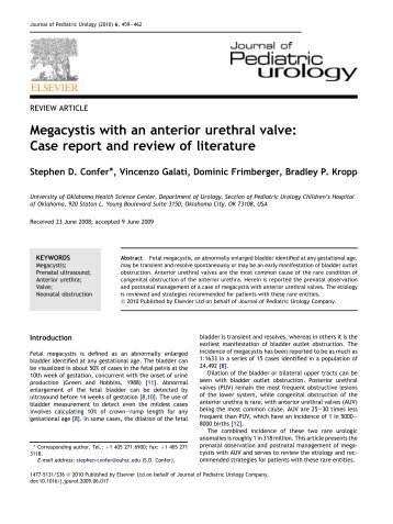 Megacystis with an anterior urethral valve: Case ... - ResearchGate