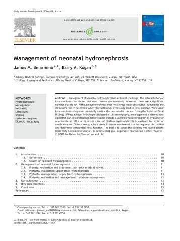 Management of neonatal hydronephrosis - sepeap