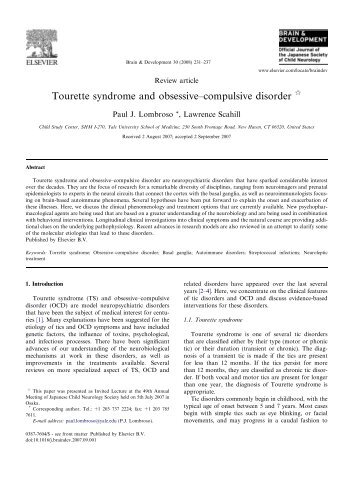 Tourette syndrome and obsessiveâcompulsive disorder - sepeap