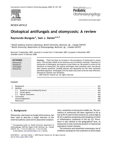 Ototopical antifungals and otomycosis: A review - sepeap