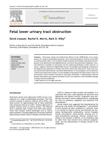 Fetal lower urinary tract obstruction - sepeap