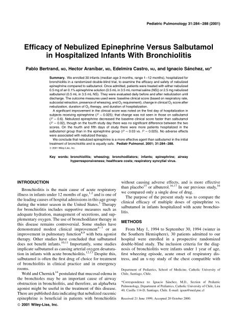 Efficacy of nebulized epinephrine versus salbutamol in ... - sepeap