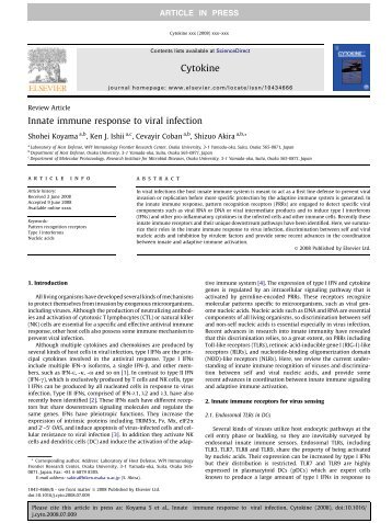 Innate immune response to viral infection Cytokine - sepeap