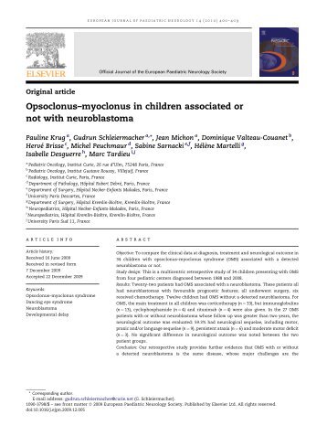 Opsoclonus-myoclonus in children associated or not with ... - sepeap